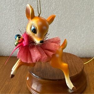 Vintage retro style Deer Ornament with Pink Tutu
